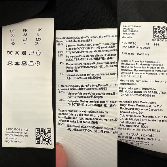 New Hugo Boss Johella Modern Tweed Cotton Blend Jacket. Red. Size 4 - Picture 14 of 15